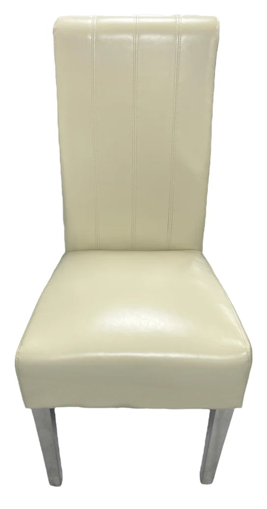 Designer Lucy Chair - PU or Crushed Velvet - Wooden or Chrome Legs - Available in Black, Cream or Dark Grey