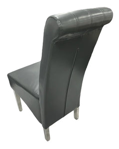 Designer Lucy Chair - PU or Crushed Velvet - Wooden or Chrome Legs - Available in Black, Cream or Dark Grey