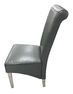 Designer Lucy Chair - PU or Crushed Velvet - Wooden or Chrome Legs - Available in Black, Cream or Dark Grey