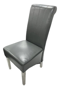 Designer Lucy Chair - PU or Crushed Velvet - Wooden or Chrome Legs - Available in Black, Cream or Dark Grey