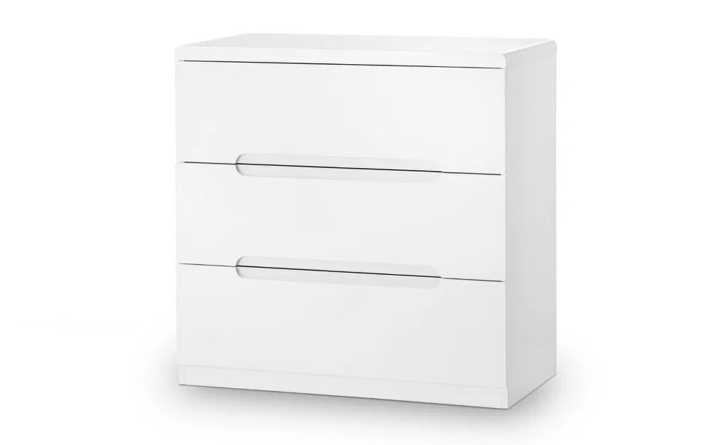 Manhattan Bedroom Range - Colour Option White or Grey - 2 Drawer Beside, 3 Drawer Chest, 3+2 drawer Chest, 5 drawer Narrow Chest, 6 Drawer Wide Chest, Double & King Size Bed, Underbed Drawers, 2 Drawer Dressing Table,