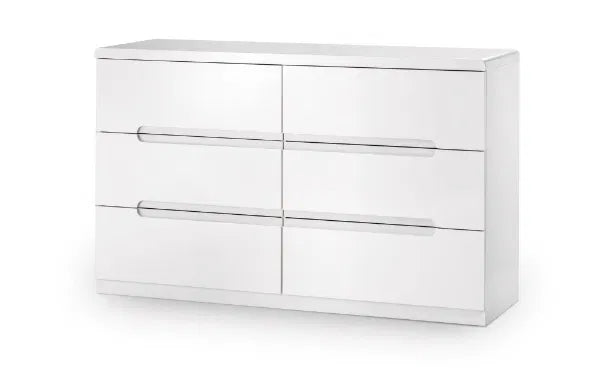 Manhattan Bedroom Range - Colour Option White or Grey - 2 Drawer Beside, 3 Drawer Chest, 3+2 drawer Chest, 5 drawer Narrow Chest, 6 Drawer Wide Chest, Double & King Size Bed, Underbed Drawers, 2 Drawer Dressing Table,
