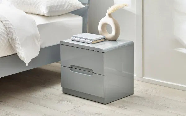 Manhattan Bedroom Range - Colour Option White or Grey - 2 Drawer Beside, 3 Drawer Chest, 3+2 drawer Chest, 5 drawer Narrow Chest, 6 Drawer Wide Chest, Double & King Size Bed, Underbed Drawers, 2 Drawer Dressing Table,
