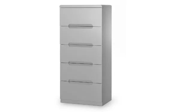 Manhattan Bedroom Range - Colour Option White or Grey - 2 Drawer Beside, 3 Drawer Chest, 3+2 drawer Chest, 5 drawer Narrow Chest, 6 Drawer Wide Chest, Double & King Size Bed, Underbed Drawers, 2 Drawer Dressing Table,