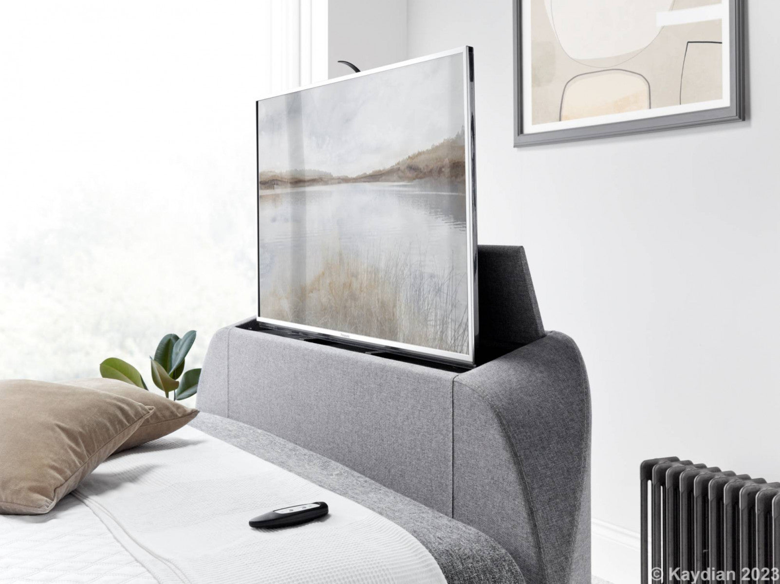 Medway TV Storage Bed - Available in Grey or Slate - Double, KingSize & SuperKing Sizes
