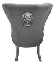 Load image into Gallery viewer, Mayfair Velvet Chair (Lion Knocker/Chrome Legs) - Available in Dark Grey or Ivory
