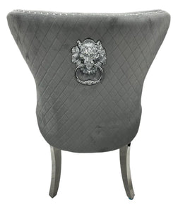 Mayfair Velvet Chair (Lion Knocker/Chrome Legs) - Available in Dark Grey or Ivory