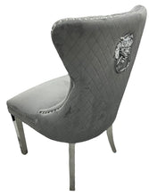 Load image into Gallery viewer, Mayfair Velvet Chair (Lion Knocker/Chrome Legs) - Available in Dark Grey or Ivory
