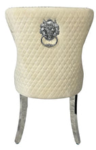 Load image into Gallery viewer, Mayfair Velvet Chair (Lion Knocker/Chrome Legs) - Available in Dark Grey or Ivory
