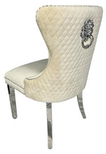 Load image into Gallery viewer, Mayfair Velvet Chair (Lion Knocker/Chrome Legs) - Available in Dark Grey or Ivory
