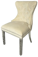 Load image into Gallery viewer, Mayfair Velvet Chair (Lion Knocker/Chrome Legs) - Available in Dark Grey or Ivory
