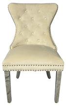 Load image into Gallery viewer, Mayfair Velvet Chair (Lion Knocker/Chrome Legs) - Available in Dark Grey or Ivory
