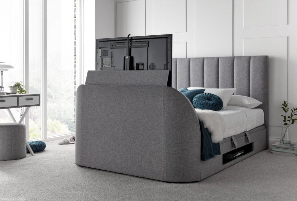 Medway TV Storage Bed - Available in Grey or Slate - Double, KingSize & SuperKing Sizes