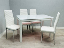 Load image into Gallery viewer, Morano White, Grey or Black Glass Table - Quilted California Seating Option Available
