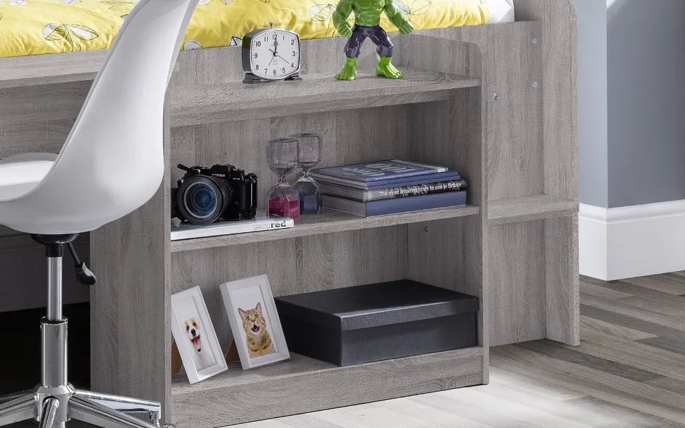 Kids Neptune Midsleeper - Available in White or Grey Oak - Mattress & Chair Option