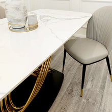 Load image into Gallery viewer, Orion Gold 1.8 Dining Table with Polar White Sintered Stone Top
