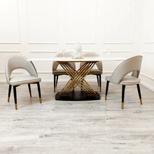 Load image into Gallery viewer, Orion Gold 1.8 Dining Table with Polar White Sintered Stone Top
