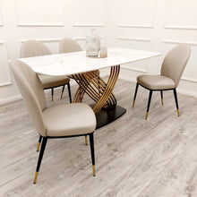 Load image into Gallery viewer, Orion Gold 1.8 Dining Table with Polar White Sintered Stone Top
