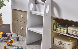 Orpheus Midsleeper - White or White/Oak - Childs Bed