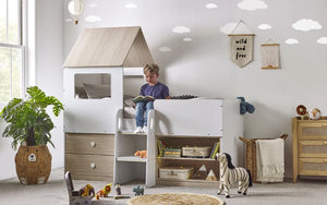 Orpheus Midsleeper - White or White/Oak - Childs Bed