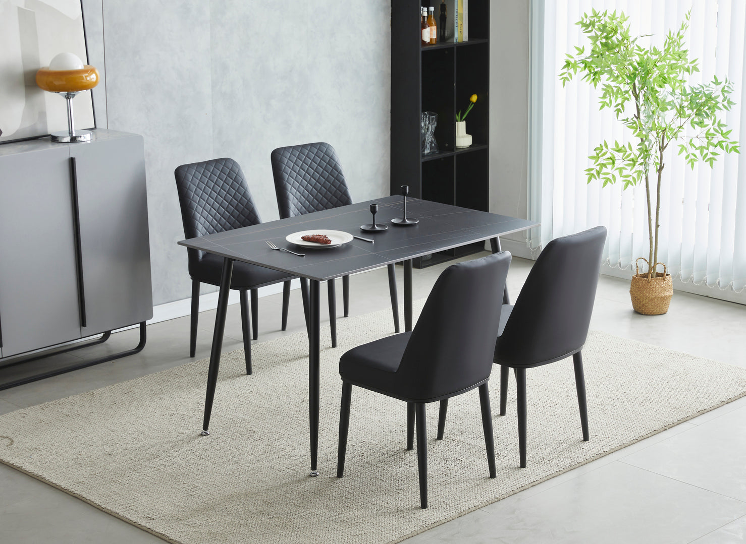 Oxford Ceramic Dining Table 1.2m - White, Grey or Black - Quilted Seating Option Available