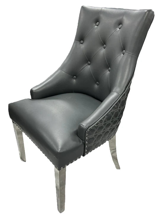 Luxury Roma Chrome Legged Chair With or without Knocker - Available in Range of Colours an Materials