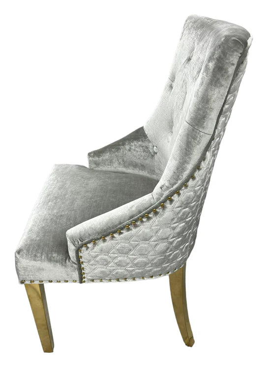 Luxury Roma Gold Legged Chair - Available in Mink or Silver