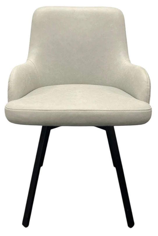 Rose 360º Chair With Black Legs - Available in Dark Grey Or PU Leather Light Grey
