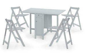 Savoy dining Set (Drop Leaf Table & x4 Chairs) - Colour Options: White Natural, Light Grey, Light Oak or Black