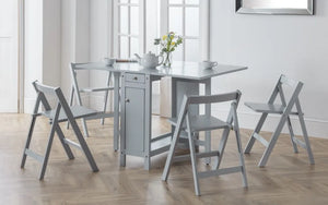 Savoy dining Set (Drop Leaf Table & x4 Chairs) - Colour Options: White Natural, Light Grey, Light Oak or Black