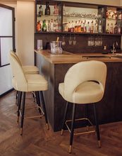 Load image into Gallery viewer, Astra Bar Stools - Cream Velvet &amp; Cream Leather Available
