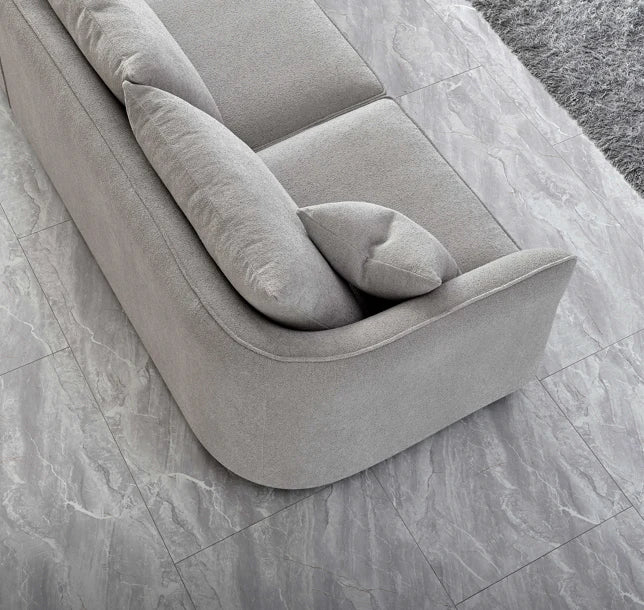 Luxury Rubin Corner Chaise in Charcoal or Pebble Boucle - Right Hand Facing