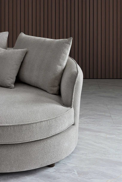 Luxury Rubin Corner Chaise in Charcoal or Pebble Boucle - Right Hand Facing