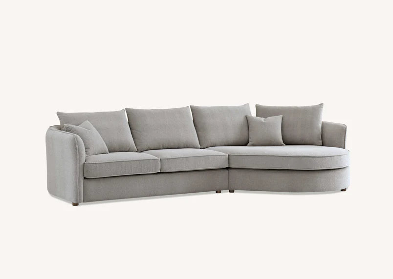 Luxury Rubin Corner Chaise in Charcoal or Pebble Boucle - Right Hand Facing