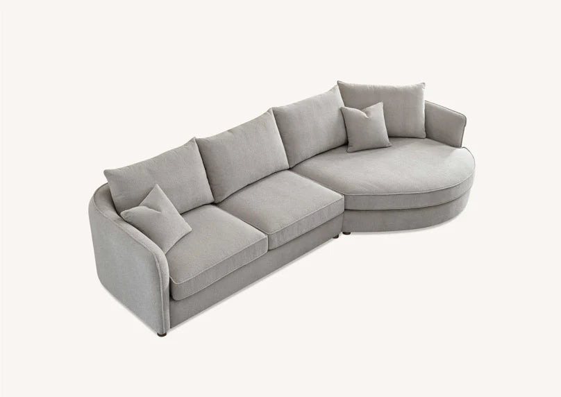 Luxury Rubin Corner Chaise in Charcoal or Pebble Boucle - Right Hand Facing