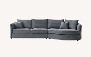 Luxury Rubin Corner Chaise in Charcoal or Pebble Boucle - Right Hand Facing