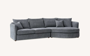 Luxury Rubin Corner Chaise in Charcoal or Pebble Boucle - Right Hand Facing