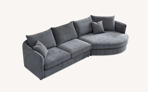 Luxury Rubin Corner Chaise in Charcoal or Pebble Boucle - Right Hand Facing