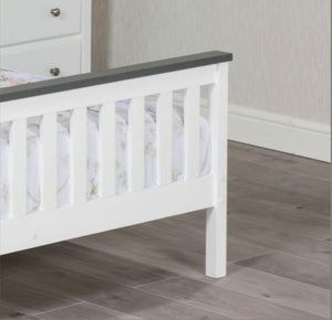 Shanghai Bed - White & Grey - Available in Single(3Ft), Small Double(4Ft), Double(4"6Ft) & KingSize (5Ft)