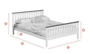 Shanghai Bed - White & Grey - Available in Single(3Ft), Small Double(4Ft), Double(4"6Ft) & KingSize (5Ft)