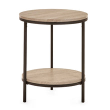 Load image into Gallery viewer, Tribeca Circular Lamp Table With Shelf - Sonoma Oak or Walnut - 45cm D x 45cm W x 55cm H
