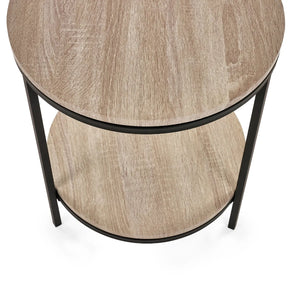 Tribeca Circular Lamp Table With Shelf - Sonoma Oak or Walnut - 45cm D x 45cm W x 55cm H