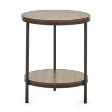 Load image into Gallery viewer, Tribeca Circular Lamp Table With Shelf - Sonoma Oak or Walnut - 45cm D x 45cm W x 55cm H
