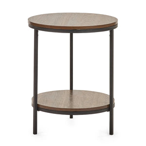 Tribeca Circular Lamp Table With Shelf - Sonoma Oak or Walnut - 45cm D x 45cm W x 55cm H