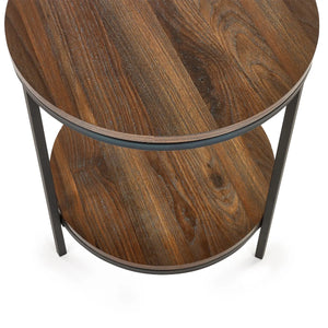 Tribeca Circular Lamp Table With Shelf - Sonoma Oak or Walnut - 45cm D x 45cm W x 55cm H