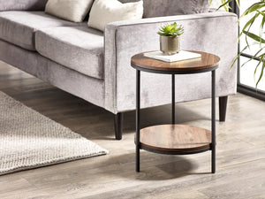 Tribeca Circular Lamp Table With Shelf - Sonoma Oak or Walnut - 45cm D x 45cm W x 55cm H