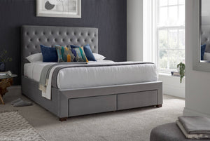 Vindolanda Roman Grey Drawer Storage Bed - Available in Double or KingSize