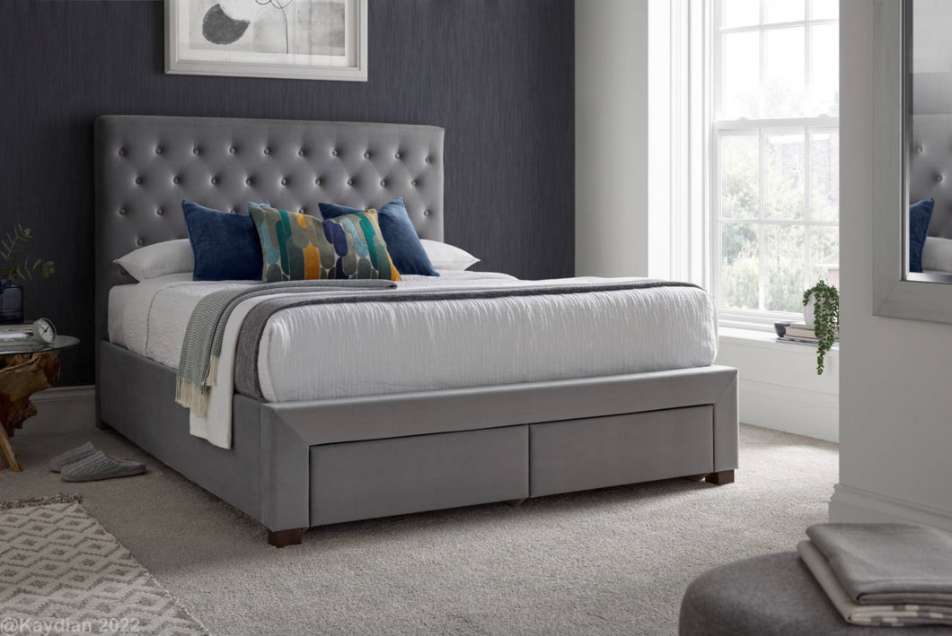 Vindolanda Roman Grey Drawer Storage Bed - Available in Double or KingSize