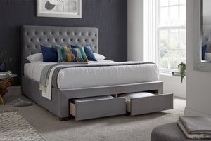 Vindolanda Roman Grey Drawer Storage Bed - Available in Double or KingSize