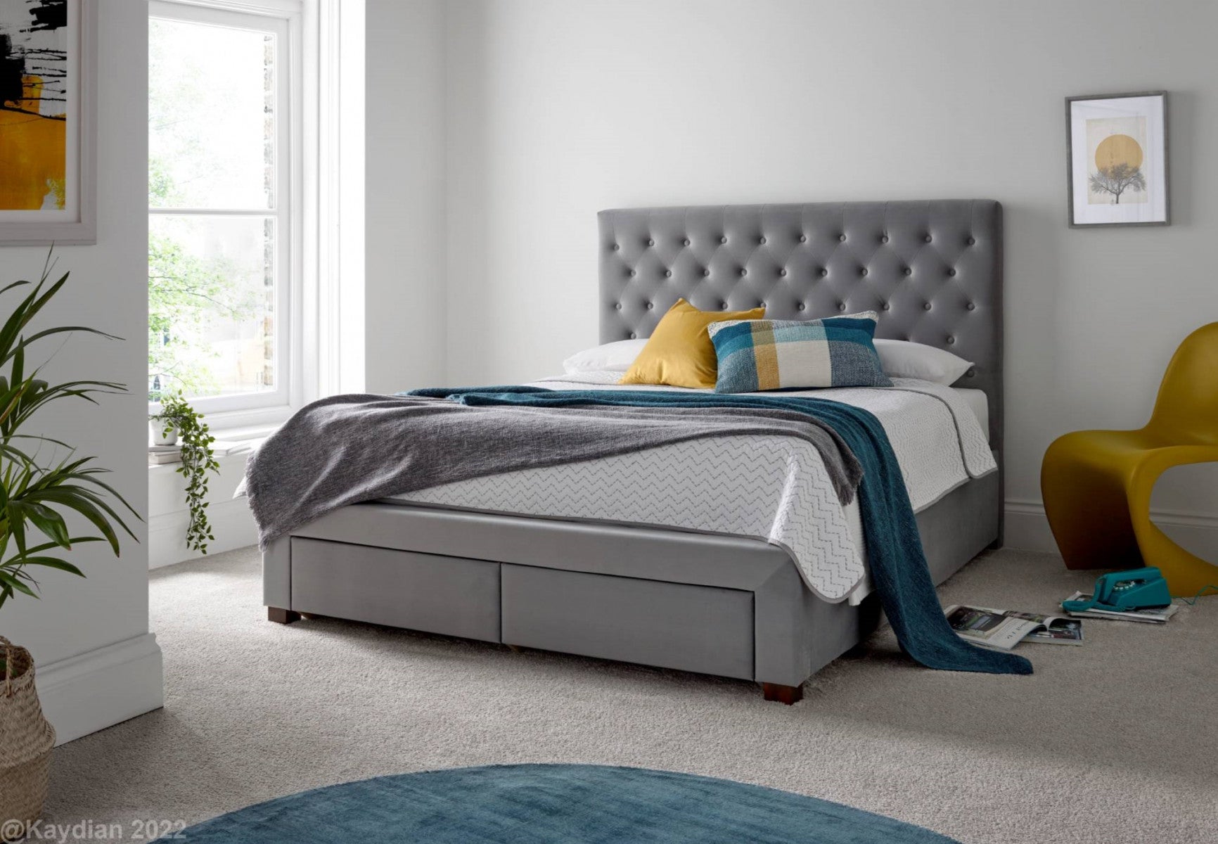 Vindolanda Roman Grey Drawer Storage Bed - Available in Double or KingSize